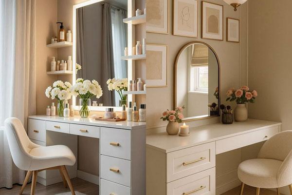 چیدمان میز آرایش دخترانه ساده